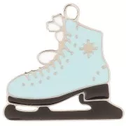 14x15mm Stainless steel 316L Ice skate charm Epoxy resin - Blue x1