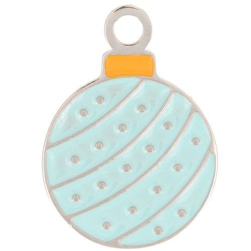 12mm Stainless steel 316L Christmas charm Epoxy resin - Blue x1