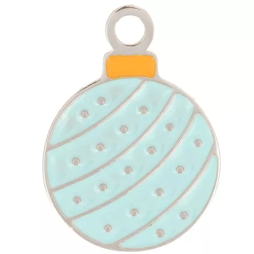 12mm Stainless steel 316L Christmas charm Epoxy resin - Blue x1