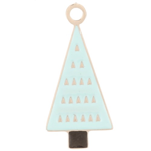 21x9mm Stainless steel 316L Christmas tree charm - Epoxy resin - Blue x1