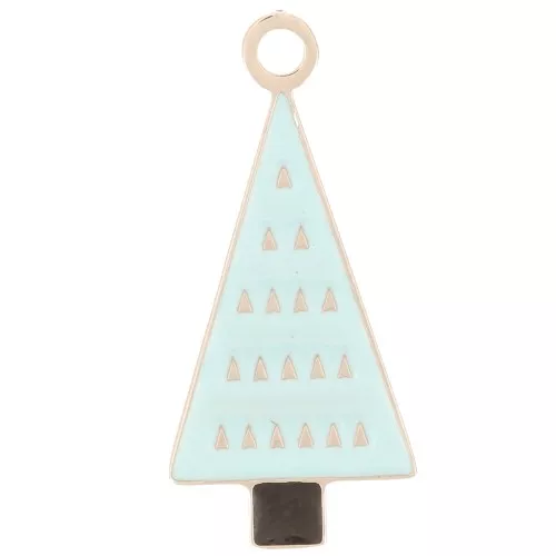 21x9mm Stainless steel 316L Christmas tree charm - Epoxy resin - Blue x1