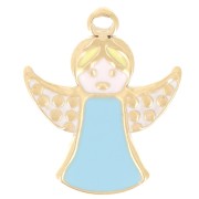 16x13mm 316L Stainless steelAngel charm - Epoxy resin - Gold - Blue x1|raw }}
