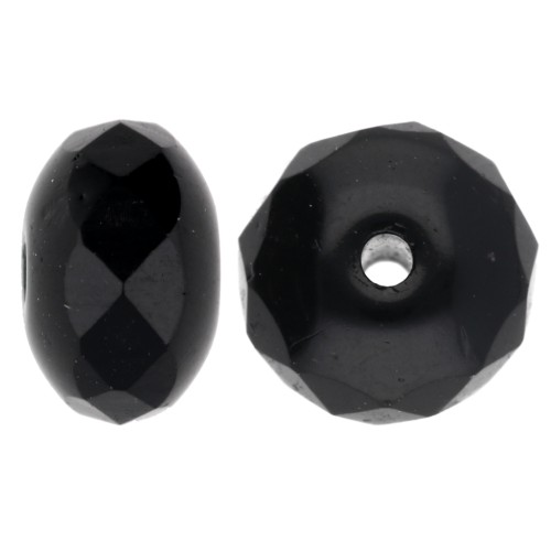 Fire Polished Donut-shaped beads 7x4mm Jet x25