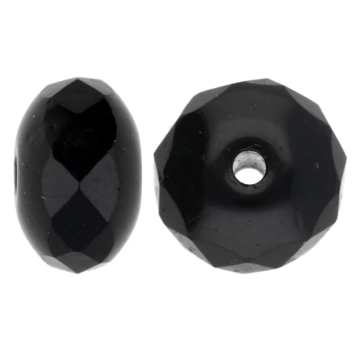 Fire Polished Donut-shaped beads 7x4mm Jet x25