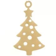22x12mm Stainless Steel 316L Christmas Tree Pendant - Gold x1