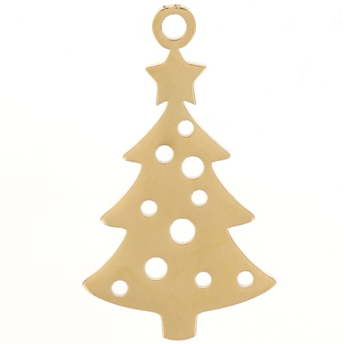 22x12mm Stainless Steel 316L Christmas Tree Pendant - Gold x1