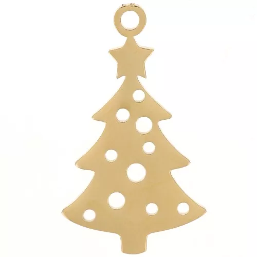 22x12mm Stainless Steel 316L Christmas Tree Pendant - Gold x1