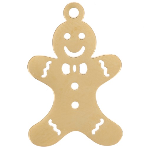 22x14mm Stainless steel 316L Gingerbread pendant - Gold x1