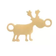 10x7mm Stainless Steel 316L Christmas Reindeer Spacer - Gold x1