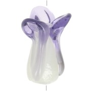 21x9mm Glass Chinese cabbage bead - White - Violet x1|raw }}