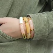 12x7mm CCB acrylic rondelle beads - Gold Tone x10