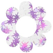 39mm Clear Acrylic Flower Pendant - Star Straw - Purple x1