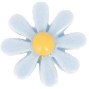 Resin flower cabochon 16 mm - Sky blue - Yellow x1