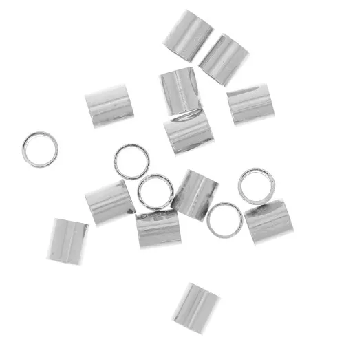 3.5x4mm Crimp tubes - Silver Tone x50