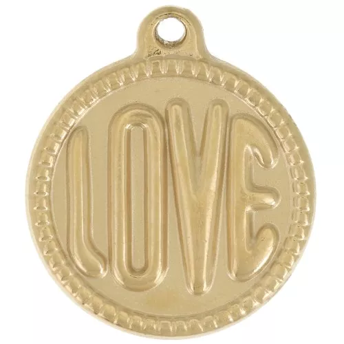 18mm 304L stainless steel LOVE round pendant - Gold x1