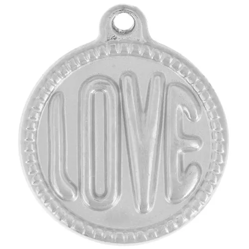 18mm 304L stainless steel LOVE round pendant x1