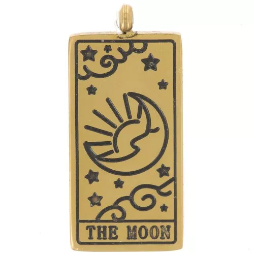 21x10mm 316L Stainless Steel Tarot Card Pendant - The moon - Gold x1