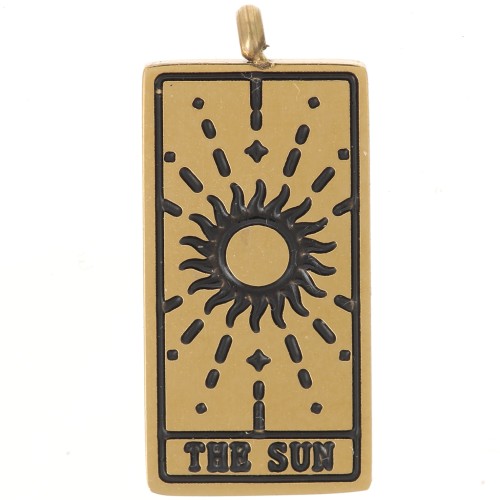 21x10mm 316L Stainless Steel Tarot Card Pendant - The sun - Gold x1