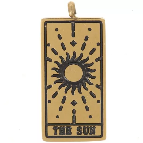 21x10mm 316L Stainless Steel Tarot Card Pendant - The sun - Gold x1