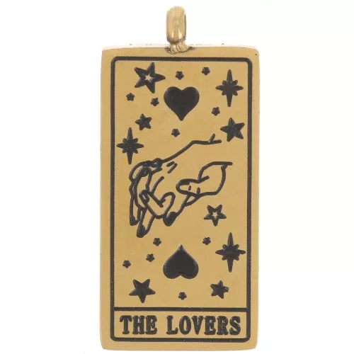 21x10mm 316L Stainless Steel Tarot Card Pendant - The lovers - Gold x1
