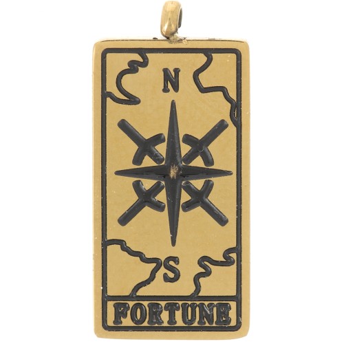 21x10mm 316L Stainless Steel Tarot Card Pendant - Fortune - Gold x1
