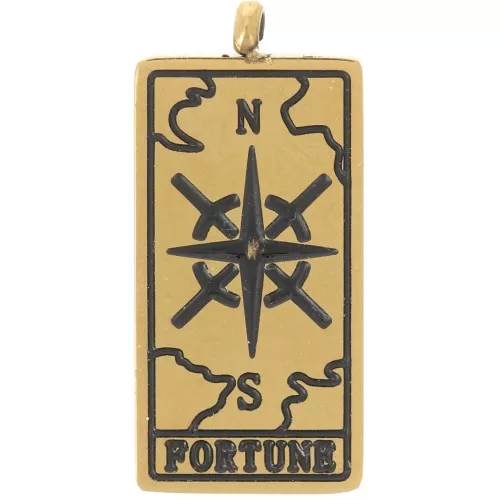21x10mm 316L Stainless Steel Tarot Card Pendant - Fortune - Gold x1