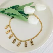 21x10mm 316L Stainless Steel Tarot Card Pendant - Fortune - Gold x1