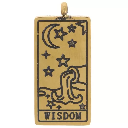 21x10mm 316L Stainless Steel Tarot Card Pendant - The Wisdom - Gold x1
