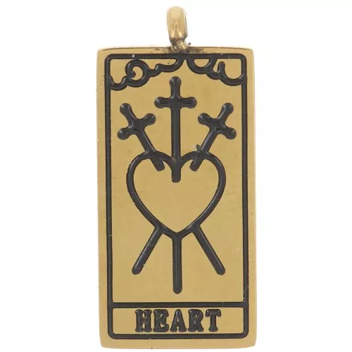 21x10mm 316L Stainless Steel Tarot Card Pendant - The Heart - Gold x1