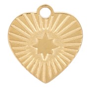 7mm 316L stainless steel ribbed heart charm - Gold x1|raw }}