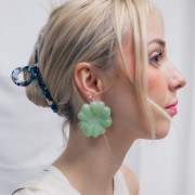 48mm Flower earring in translucent resin - Marbled Lichen x2