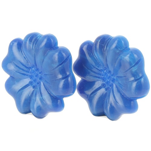 48mm Flower earring in oaque resin - Royal blue marbled x2