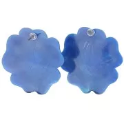 48mm Flower earring in oaque resin - Royal blue marbled x2