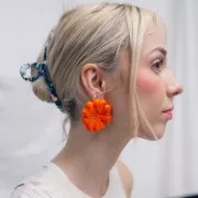 48mm Flower earring in oaque resin - Orange coral x2