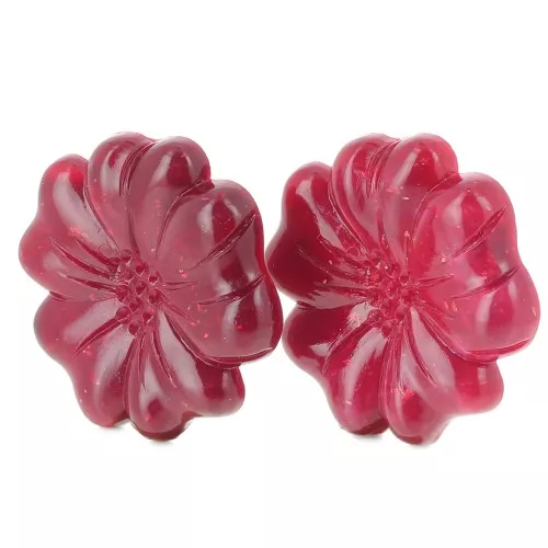 Flower earrings 48 mm in opaque resin - Marbled Dark Red glitter x2