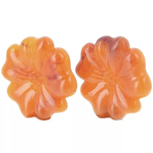 48mm Flower earring in translucent resin - Apricot marbled x2