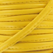 Leather cord with topstitching 4mm Jaune x1 m