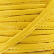 Leather cord with topstitching 4mm Jaune x1 m
