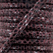Leather cord with topstitching 4mm Imitation Leopard Bordeaux x1 m|raw }}
