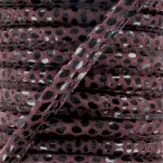 Leather cord with topstitching 4mm Imitation Leopard Bordeaux x1 m