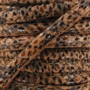 Leather cord with topstitching 4mm snake Marron x1 m|raw }}