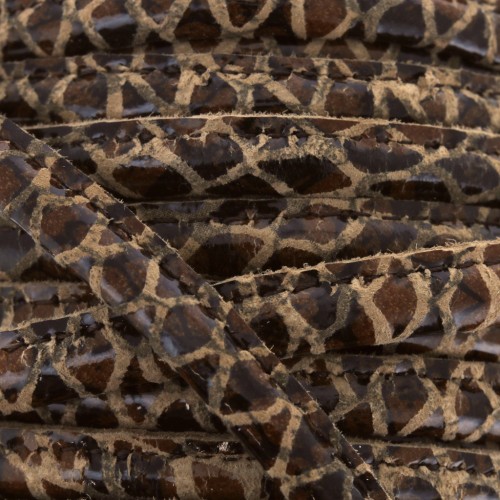 Leather cord with topstitching 4mm Imitation Léopard brownx1 m