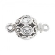 Clasp with Crystal strass  8mm Old silver tone