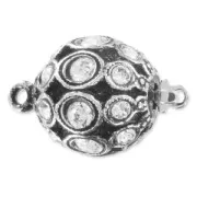 Clasp with Crystal strass 13mm Old silver tone