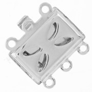 3-row rhinestone clasp Crystal 13 mm White bronze x1