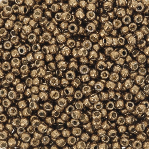 Toho seed beads 11/0 TO11RPF594 - PF Galvanized Medal Bronze x8g