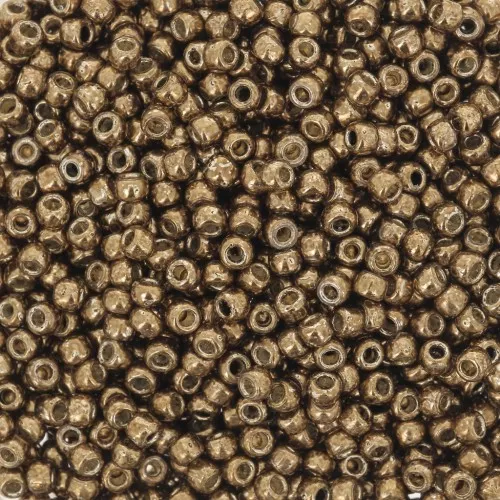 Toho seed beads 11/0 TO11RPF594 - PF Galvanized Medal Bronze x8g
