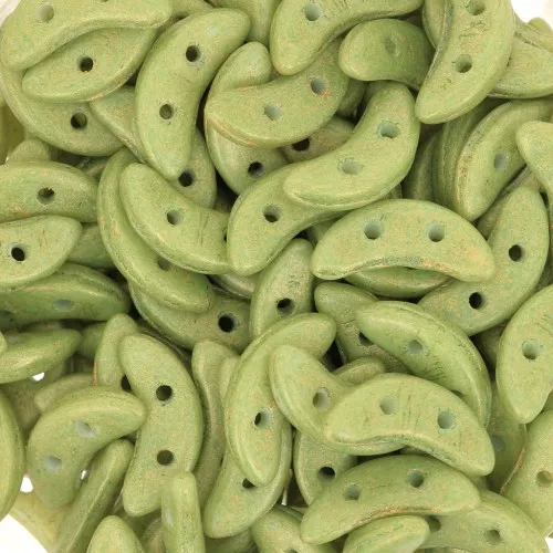 3x10mm 2-hole Czechmates Crescent - Pacifica Avocado x5g