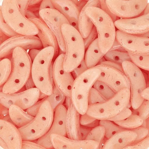 3x10mm 2-hole Czechmates Crescent - Opaque Rose Quartz x5g
