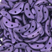 3x10mm 2-hole Czechmates Crescent - Purple Metallic Suede x5g